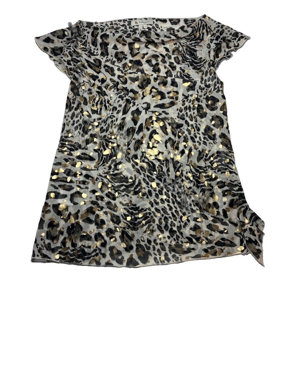 2000’s Vintage and Y2K leopard print top Metallic Tuscan Mom Mcbling BCBG Size S